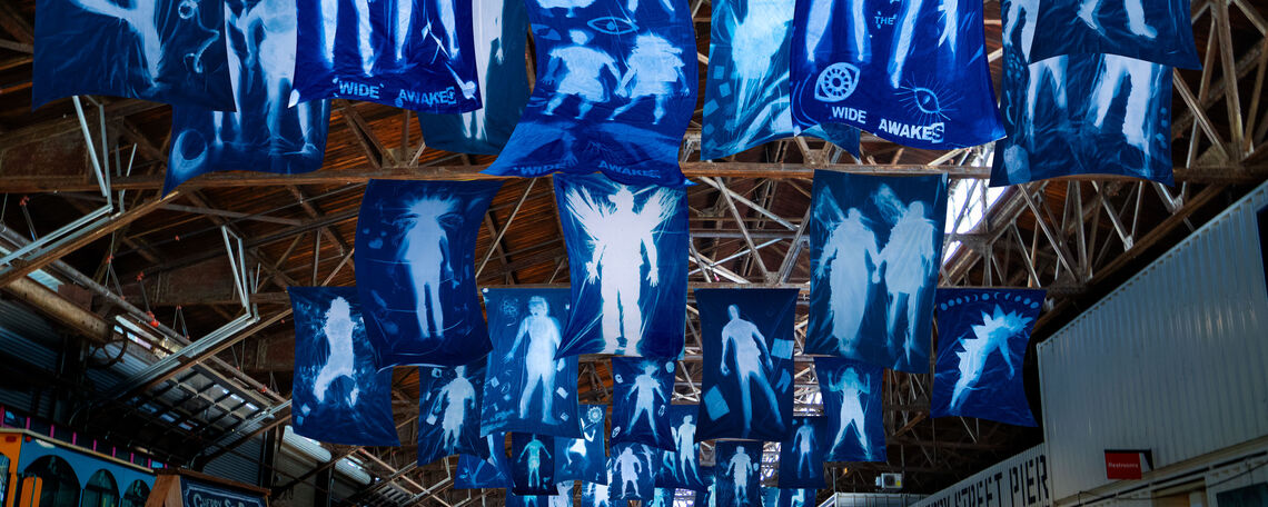 Jackie Neale's "Wide Awake in Blue" at Cherry Street Pier