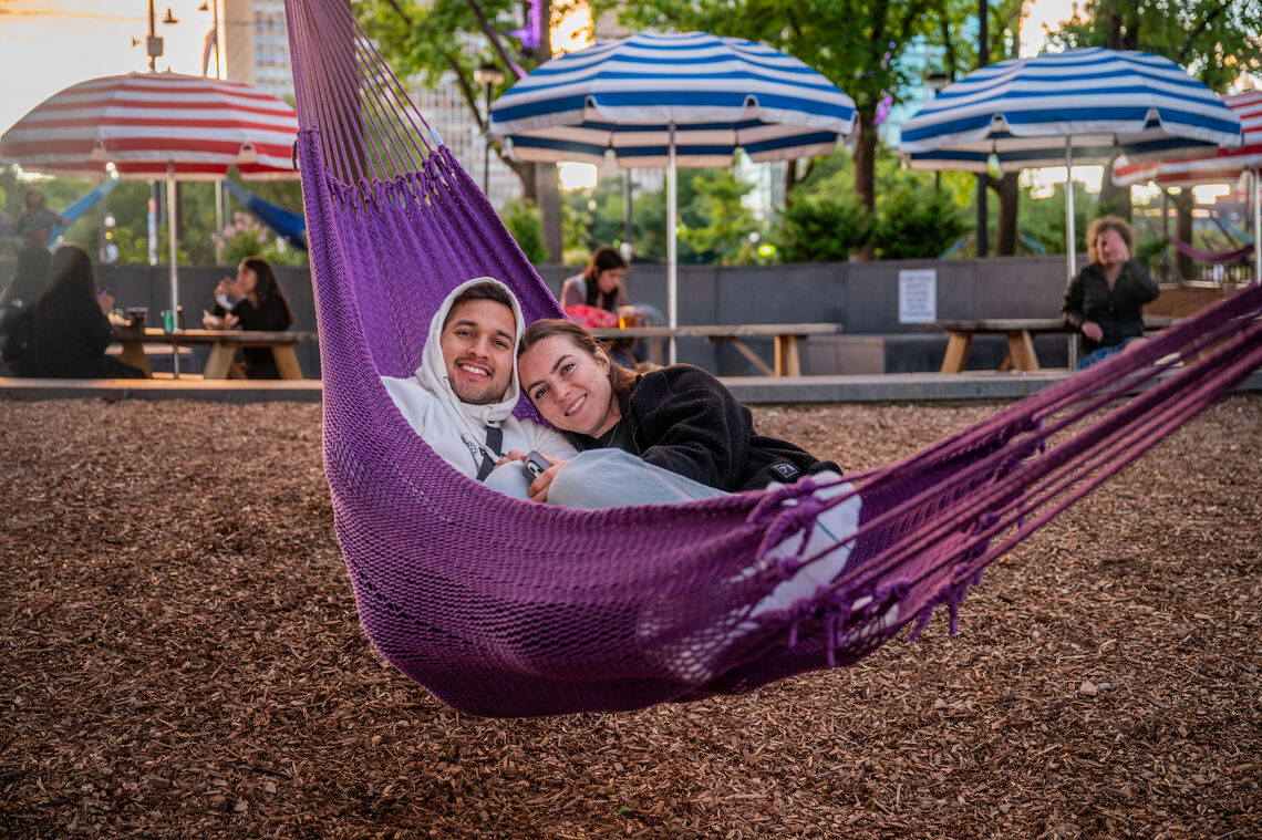 Hammock at Spruce Street Harbor Park in Philadelphia
